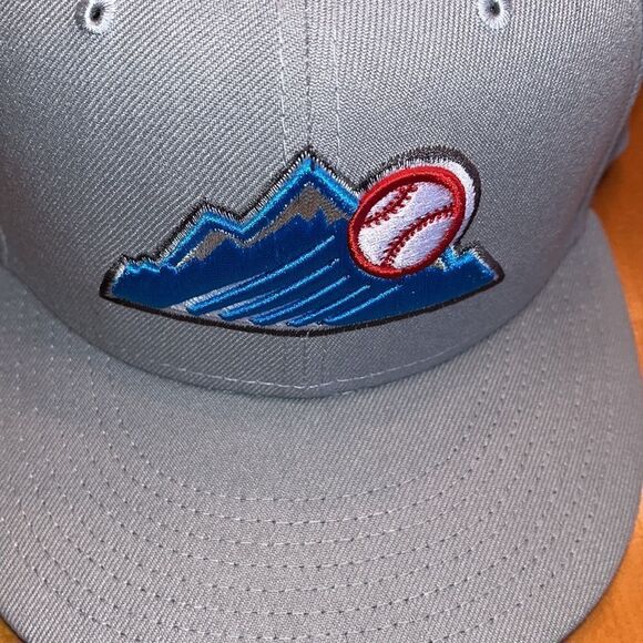 NEW ERA Colorado Rockies 20TH ANNIVERSARY Lite Blue Mountain THROWBACK 7 5/8 Cap - Picture 3 of 5